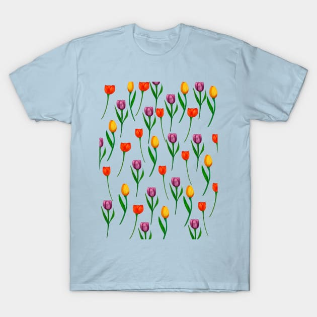 Tulip flower Pattern T-Shirt by kuallidesigns